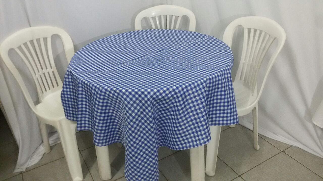 Toalha de mesa xadrez azul e branco - Branco Casa